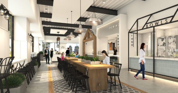 Rendering of Herb & Ranch, an upcoming dining option for customers at UCI Research Park in Irvine, CA