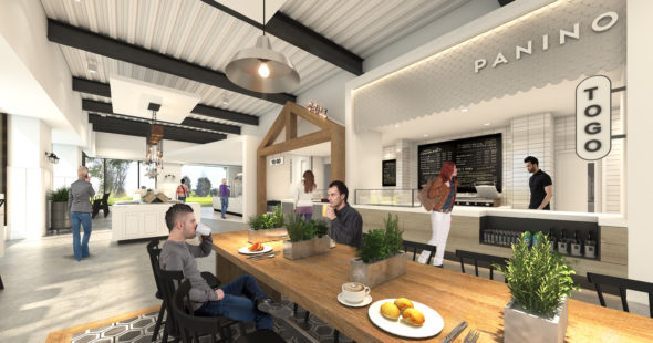 Rendering of Herb & Ranch, an upcoming dining option for customers at UCI Research Park in Irvine, CA