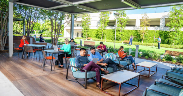 Lifestyle photography of The Commons at 100 Spectrum Center Drive in Irvine, CA