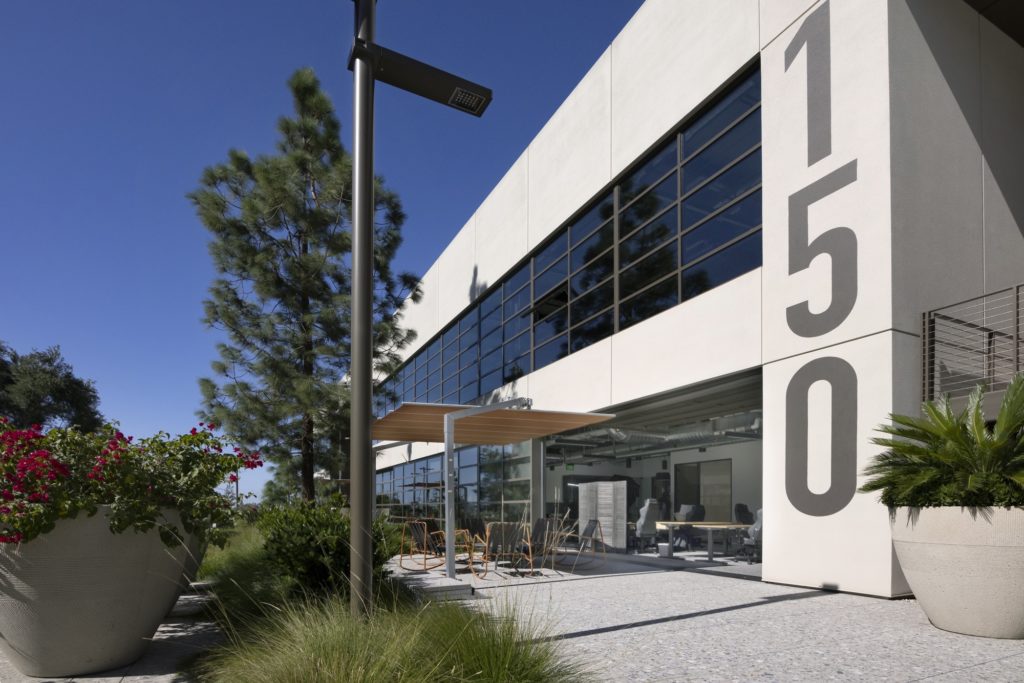 Seamless indoor-outdoor connectivity via operable garage doors at the first open air office village, Innovation Office Park